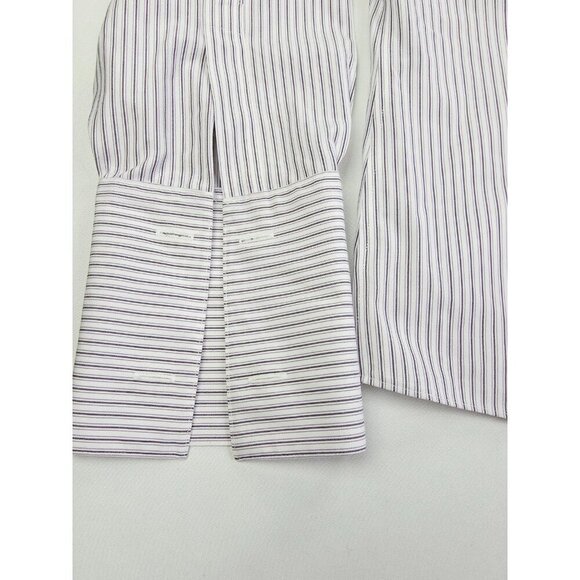 Brooks Brothers Womens French Cuff Fitted Non Iron Size 22W White Stripe Shirt - Picture 6 of 10